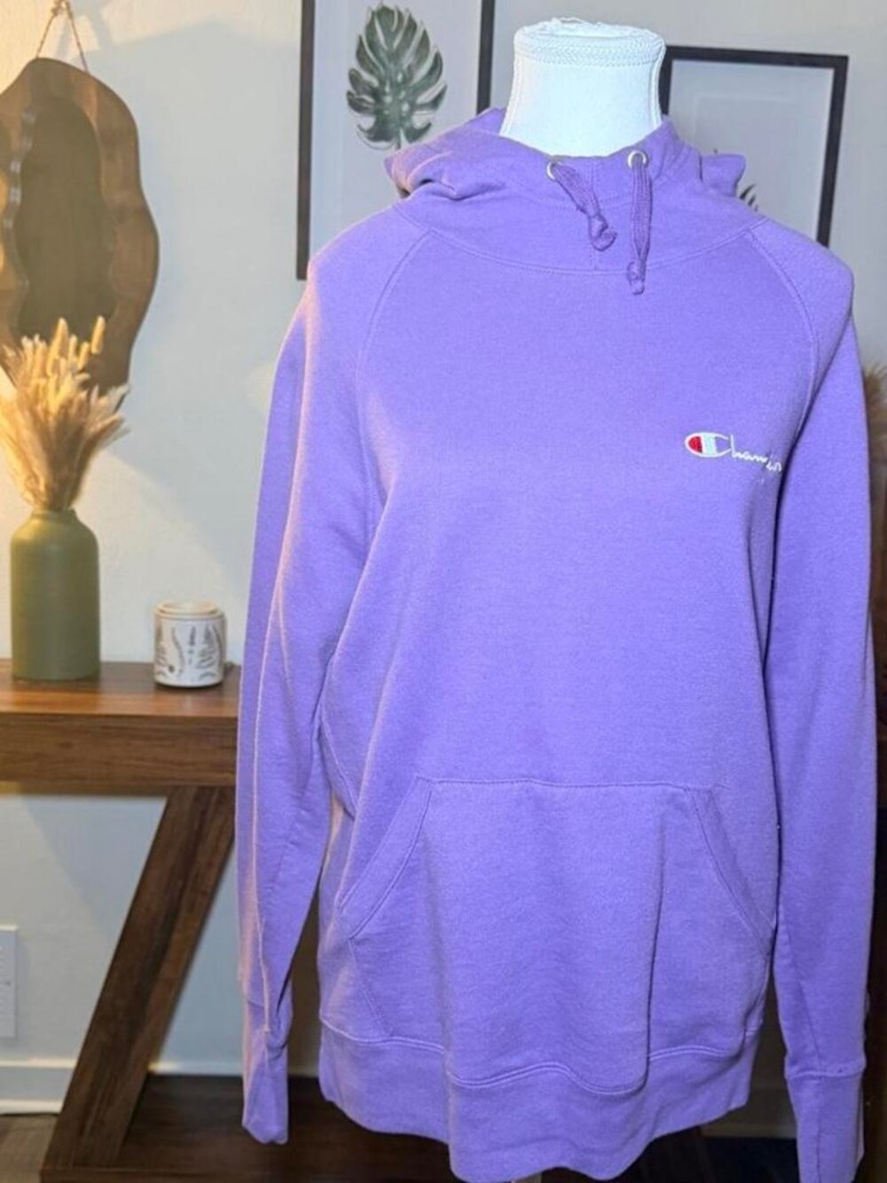 Champion Purple Hoodie Medium Script Logo